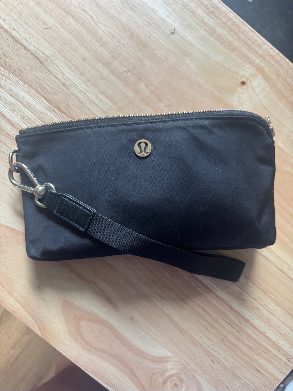 Lululemon Black Wristlet Clutch with Silver Logo Accent - Picture 1 of 12